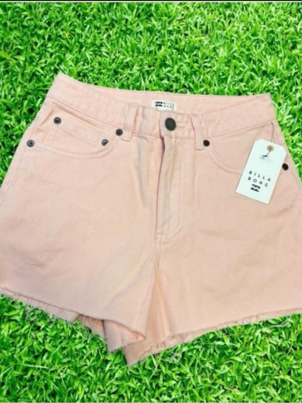 Billabong peach pink denim shorts surfer style y2k summer beachy new